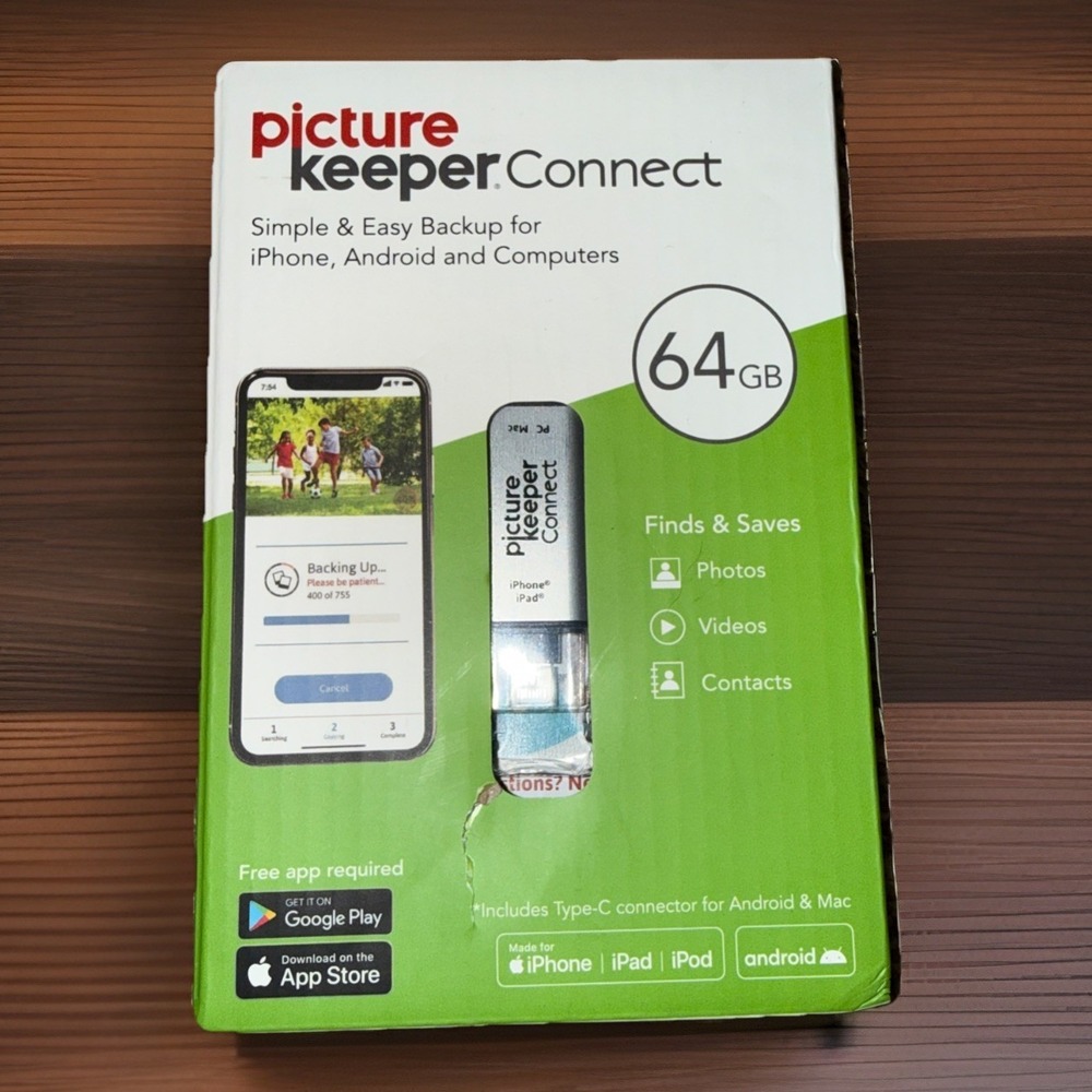 Picture Keeper‎ Connect 64GB USB-C Silver Backup Drive for iPhone iPad Android